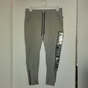 Victoria Secret Pink metallic with zipper joggers Size L